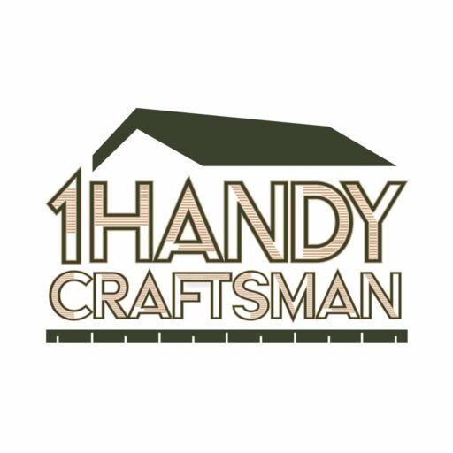 1 Handy Craftsman logo with roof design on top words look like decking boards and measuring ruler at the bottom designed by PreFocus Solutions near Memphis, Tennessee.