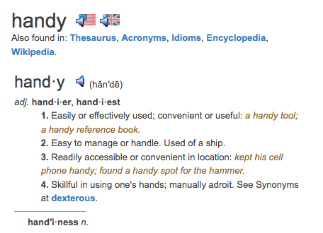 describing the word handy and how it is used today to define a person that way for local handyman service by 1 Handy Craftsman in olive branch mississippi