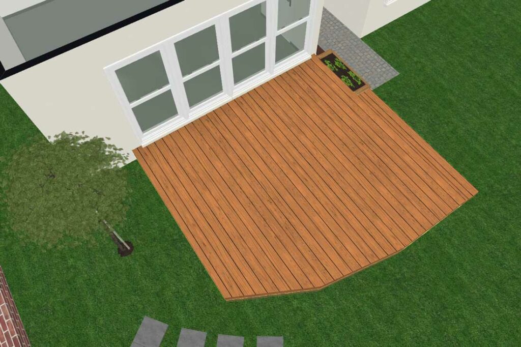 overhead look at 3d rendering of decks and railing design by 1 handy craftsman in olive branch ms