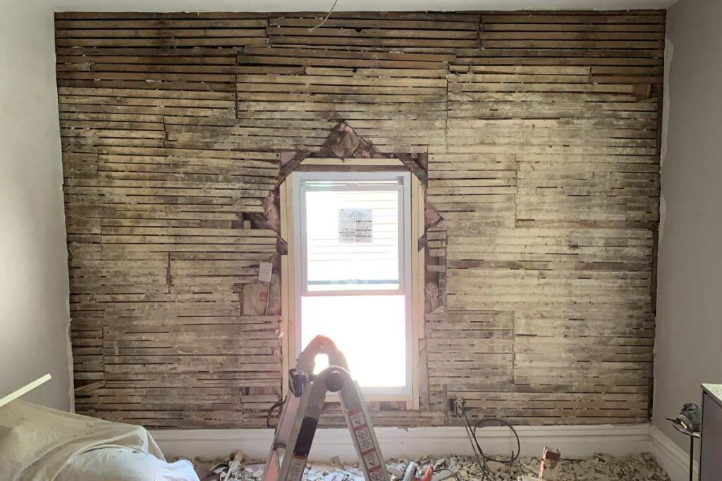 the extent of plasterboard repair or removal around new window before sheetrock wall installation in midtown memphis tennessee.