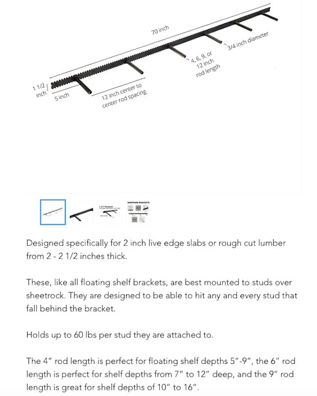 product description for backplate of 6' floating shelf mounting hardware by sheppard brackets custom carpentry local drywall by 1 handy craftsman