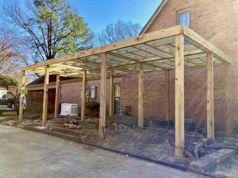 26 foot long custom pergola 2x8 inch header 8 feet tall by local olive branch mississippi carpenter