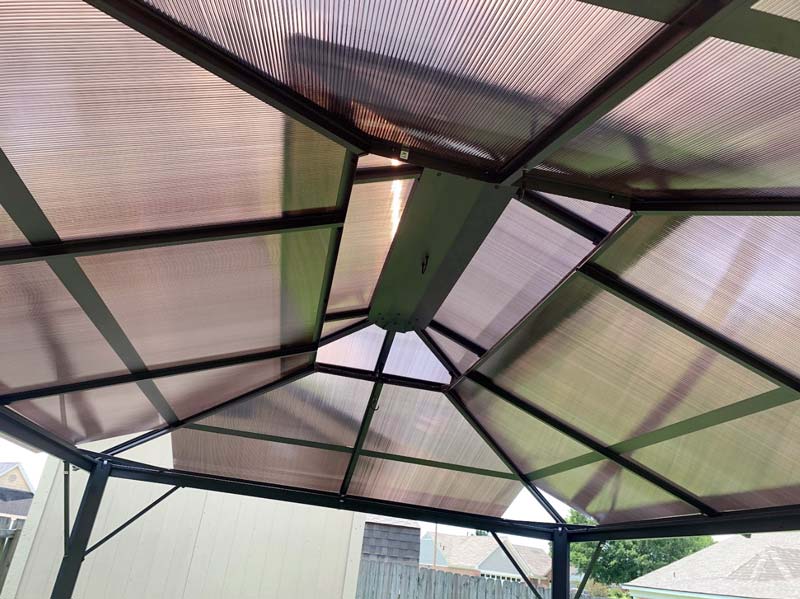 inside patio gazeobo installed by 1 handy craftsman near Memphis TN with hooks for lighting